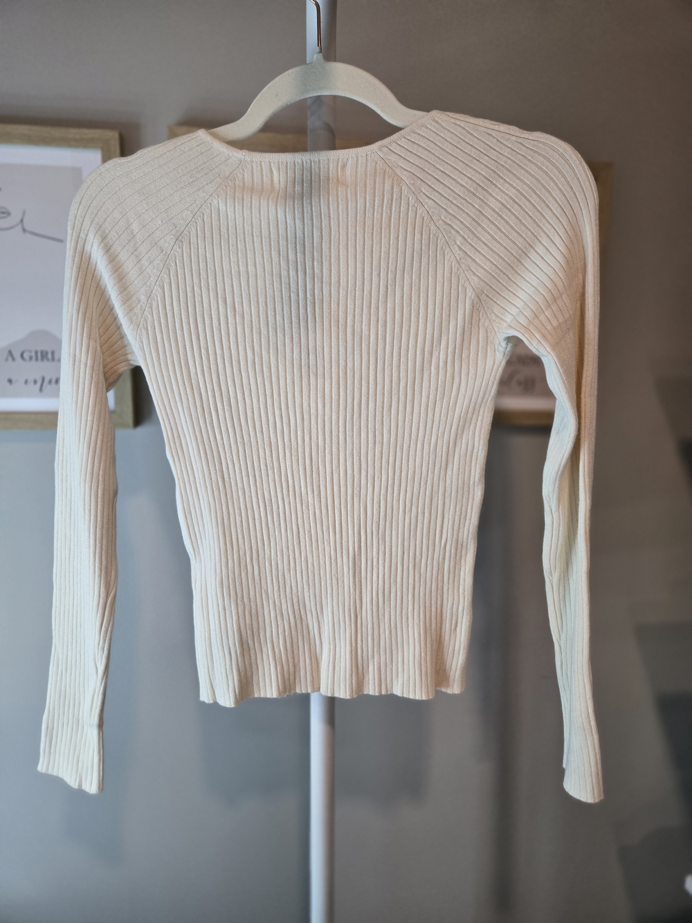 L*Space Cream Ribbed Long-Sleeve Square Neck Top - Picture 9 of 9